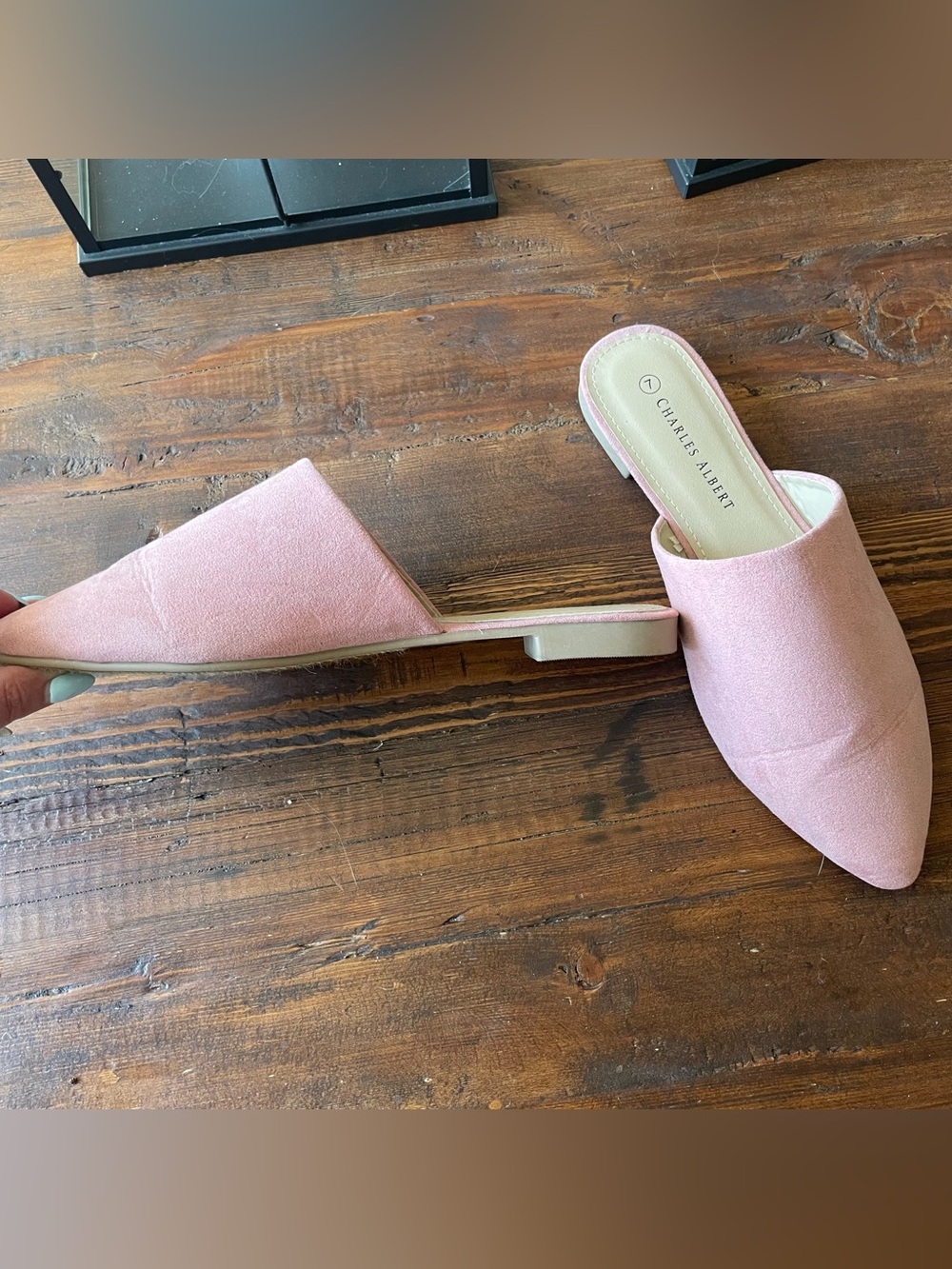 Universal Thread Pink Suede Pointed-Toe Mules - Picture 5 of 7